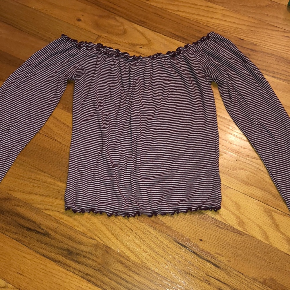 Forever 21 Crop Top (burgundy and white striped)
